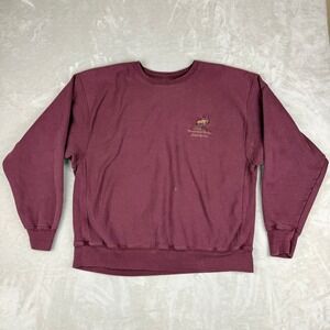 VTG Champion Premium Reverse Weave Sweatshirt Mens 2XL Burgundy Moose Logo 90s
